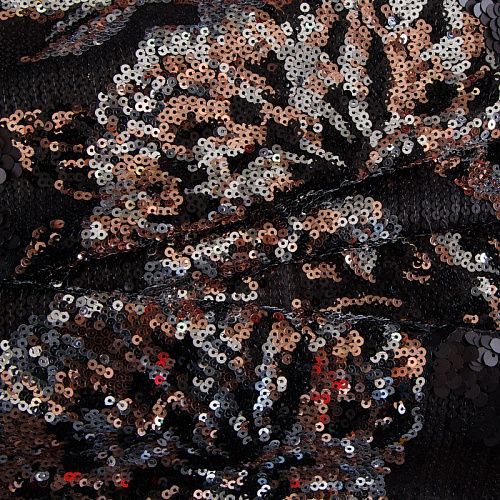 Пайетки на сетке 055-17139 черный/бронза