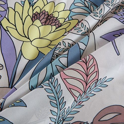 Крепдешин шелковый 028-14709 айвори принтованный