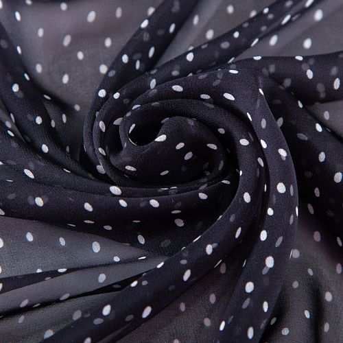 Шифон шелковый 068-19908 черный принтованный