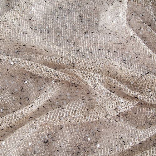 Сетка с пайетками 050-20753 льняной меланж