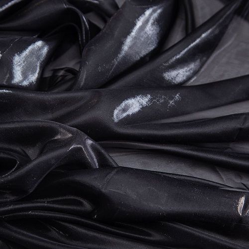 Шифон шелковый с люрексом 068-20321 черный