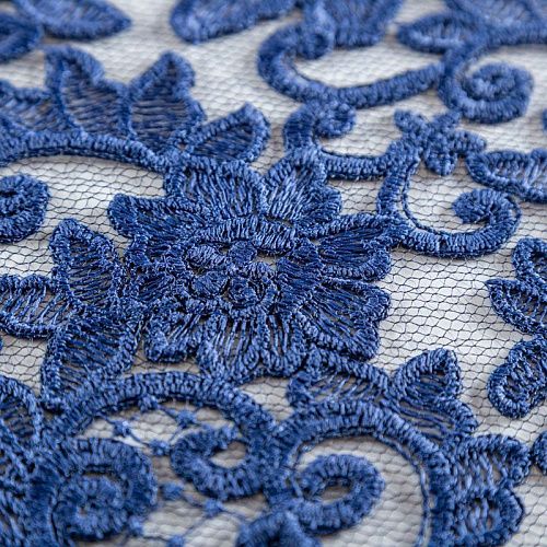 Гипюр на сетке К19-707 синий