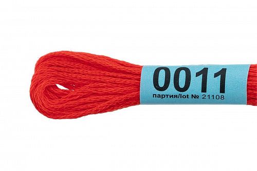 Нитки для вышивания Gamma мулине 8 м 0011 оранжево-красный