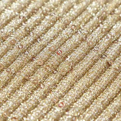 Трикотаж-гофре с пайетками 056-09124 желтое золото однотонный