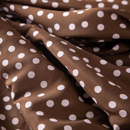 Шелк натуральный стрейч 064-20054 молочный шоколад принтованный