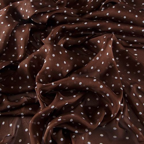 Шифон шелковый 068-12258 шоколадный принтованный