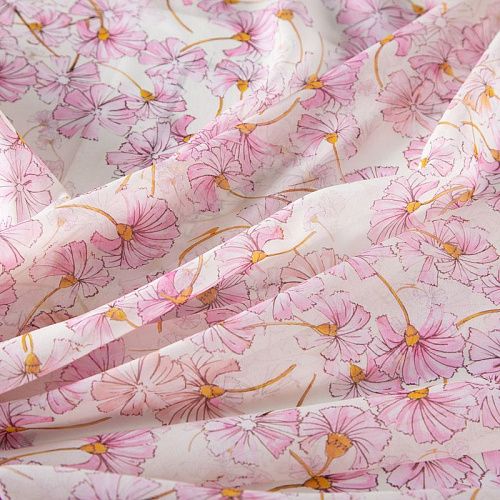 Креп-шифон шелковый 027-19848 белый принтованный