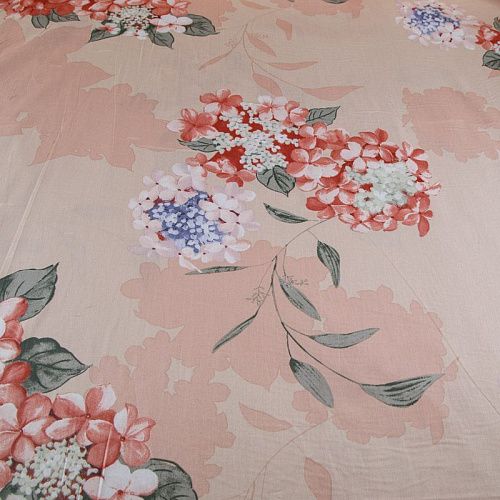 Сатин-твил ш.220 см 007-13909 персиковый принтованный