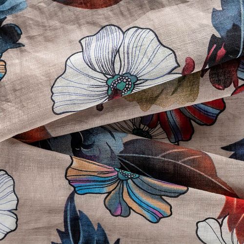 Батист К33-0021 экрю принтованный