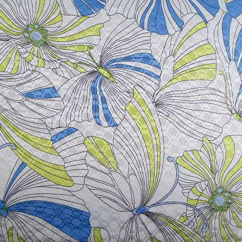 Шелк-жаккард 064-14647 белый принтованный