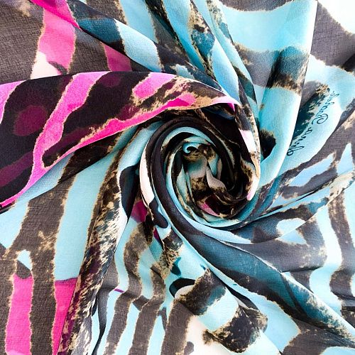 Шарф шифоновый П007 черный принтованный