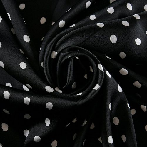 Креп-атлас 001-11926 черный принтованный