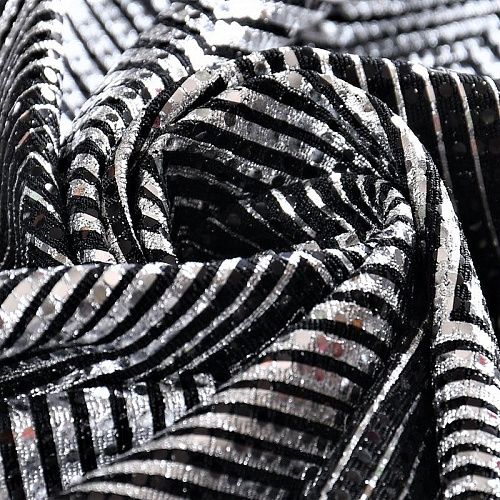 Трикотаж с пайетками 056-11083 черный/серебро