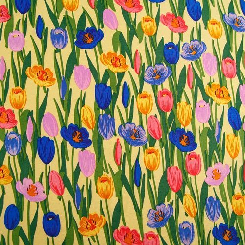 Креп-шифон стрейч 027-13092 желтый принтованный