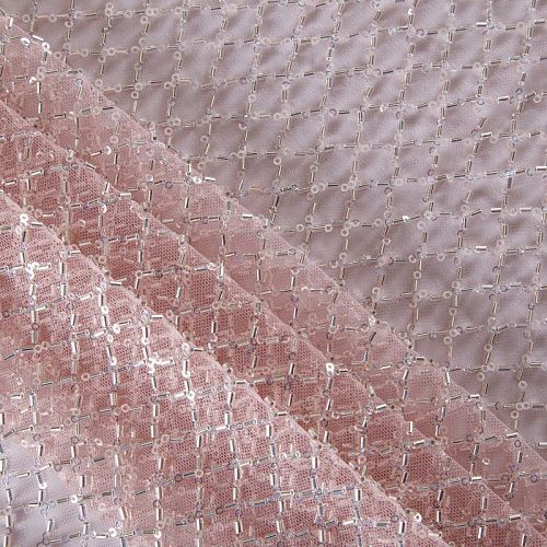 Сетка со стеклярусом 050-13577 пудрово-розовый