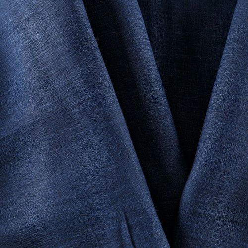 Лен натуральный 035-08561 темно-синий деним однотонный