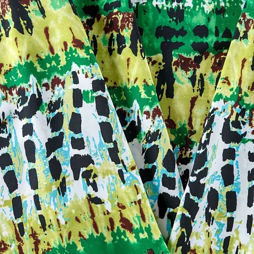 Креп 026-08236 зеленый принтованный