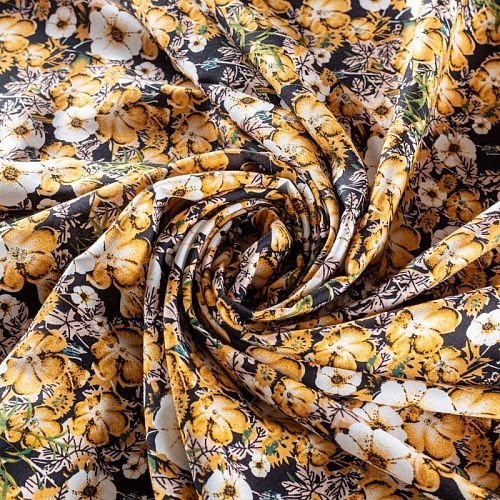 Штапель 069-01508 черный принтованный