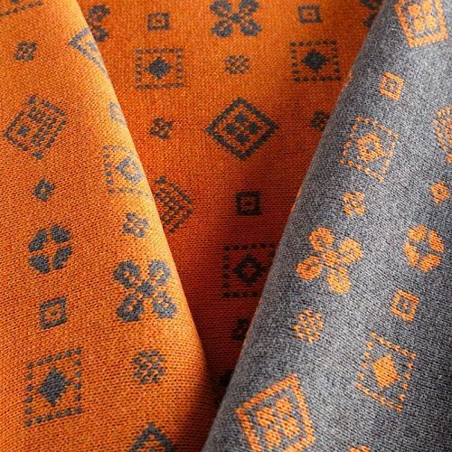 Трикотаж 2-х сторонний вязаный 056-05819 серо-оранжевый