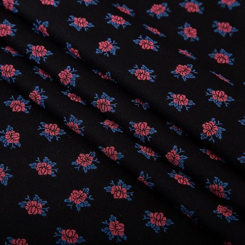 Шерсть костюмная с вышивкой 025-19633 черный