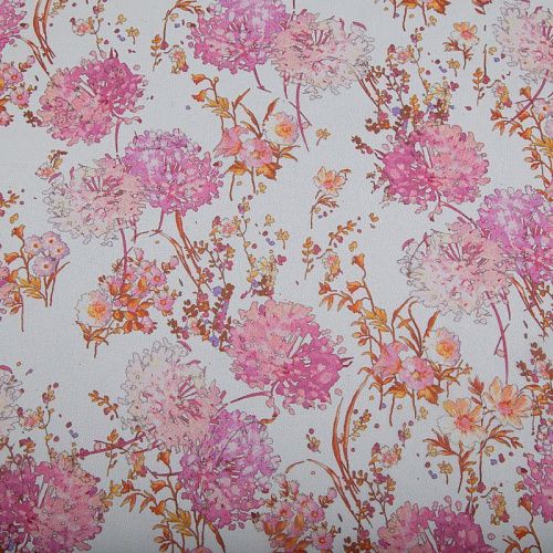 Креп-шифон шелковый 027-20216 молочный принтованный