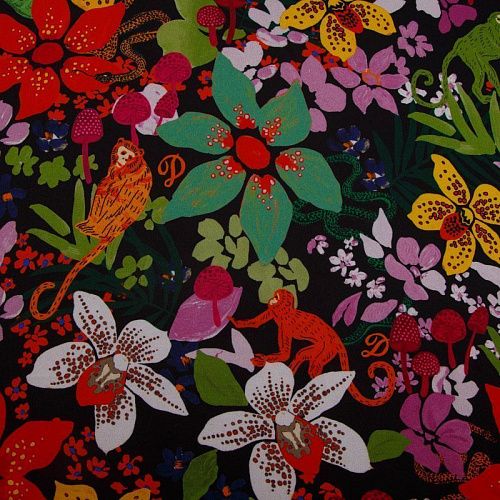 Креп-шифон 027-16198 черный принтованный