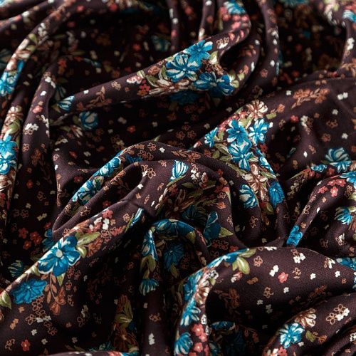 Твил-штапель 069-08286 шоколадный принтованный