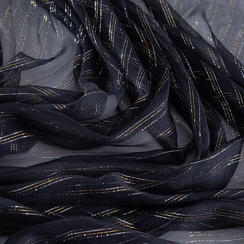 Шифон шелковый с люрексом 068-20346 черный