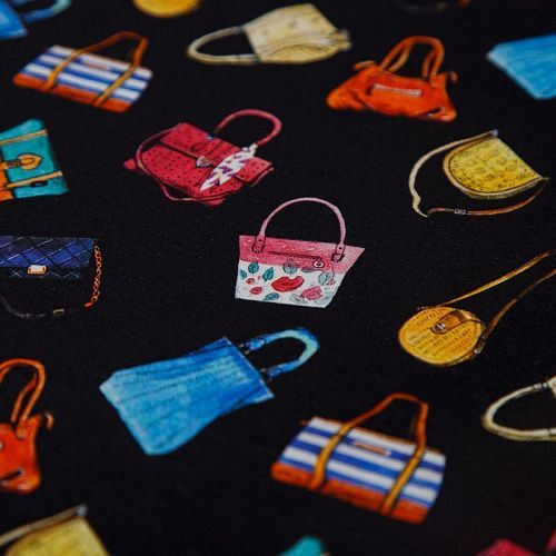 Трикотаж 056-14804 черный принтованный