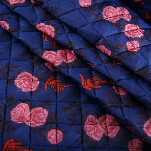 Ткань курточная 2-х сторонняя 033-14640 сапфировый принтованный