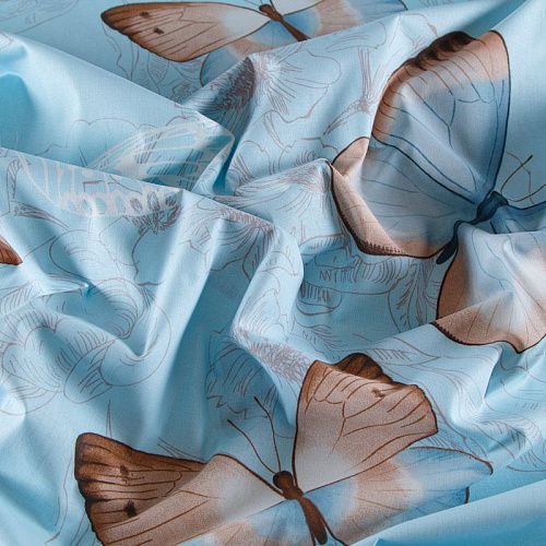 Бязь премиум ш.220 см 007-13840 голубой принтованный