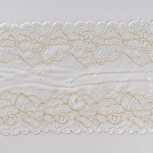 Кружево эластичное 160 мм Ф01-0177 золотисто-молочный