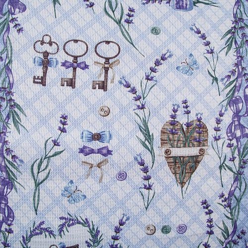 Полотно вафельное 007-13888 белый принтованный