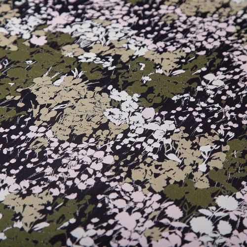 Креп-шифон шелковый 027-19852 хаки принтованный