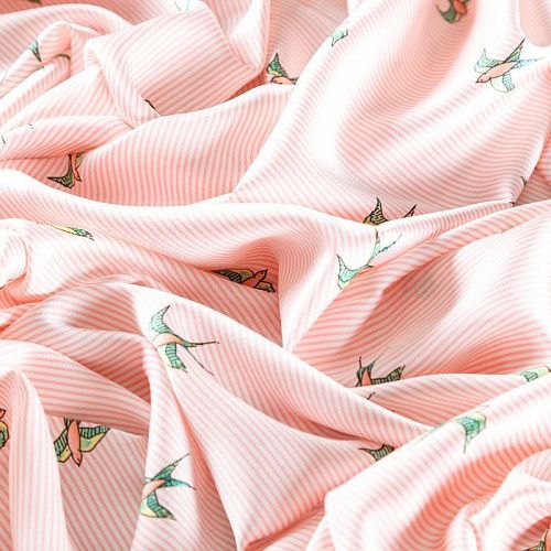 Шелк синтетический 065-08204 розовый принтованный