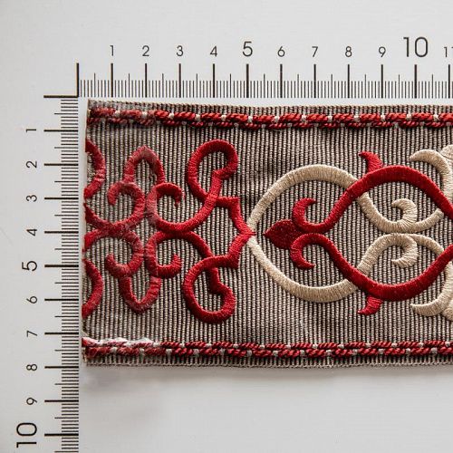 Бордюр жаккардовый 7 см 0000-357-104-018 темно-серый с красным