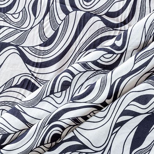 Штапель 069-01520 черный принтованный