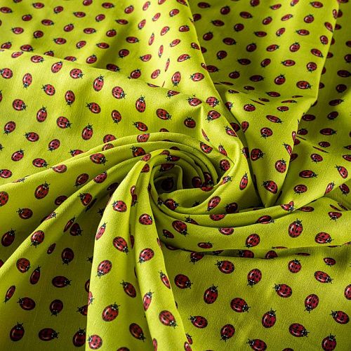 Шелк-лен натуральный К18-087 лаймовый принтованный