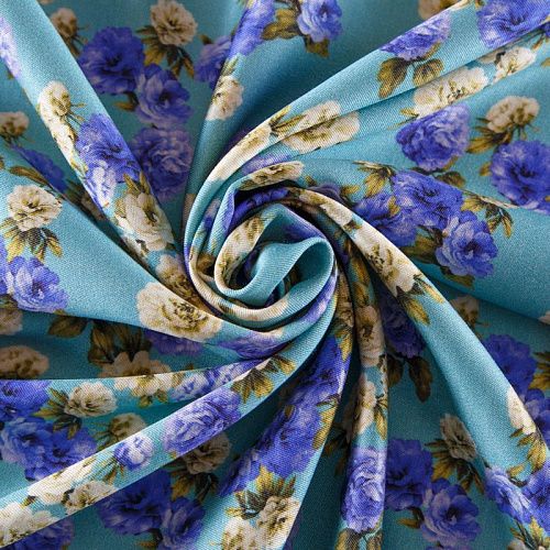 Шерсть-шелк 066-12338 голубой принтованный