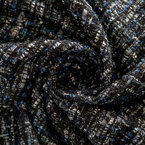 Твид шанель 1120-341-025-0005 черно-синий 