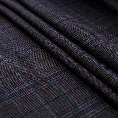 Ткань костюмная 025-14421 черный меланж клетка