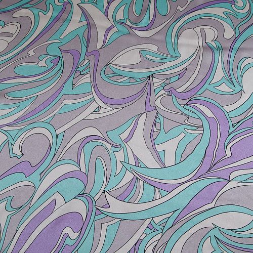 Шелк натуральный Emilio Pucci 064-19151 мятно-лавандовый принтованный