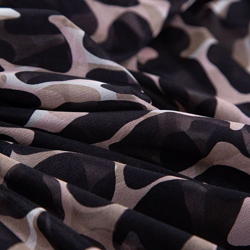 Шифон шелковый Anna Molinari 068-20133 черный принтованный