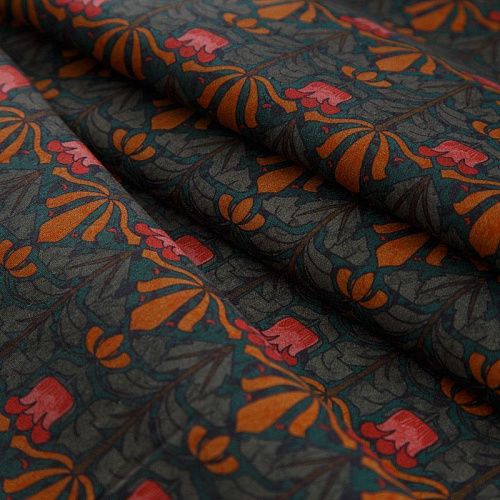 Хлопок стрейч 063-16534 хвойный зеленый принтованный