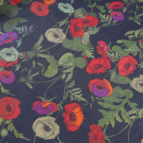 Шелк-вискоза 064-12174 пыльно-синий принтованный