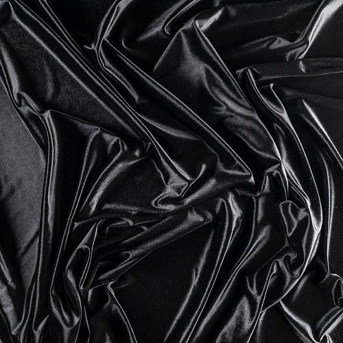 Бархат-лайкра К33-570 черный однотонный