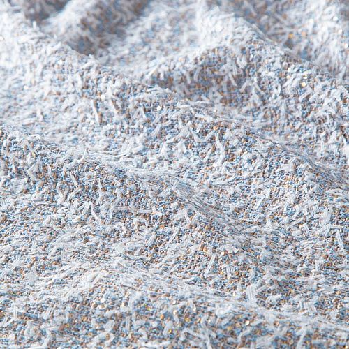 Твид с пайетками 052-20212 бежево-голубой