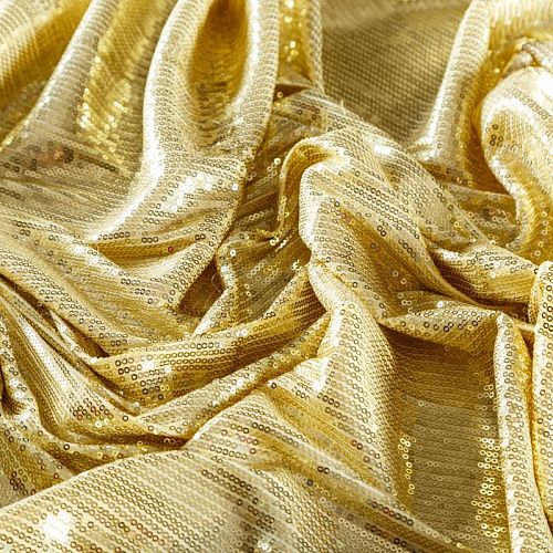 Ткань с пайетками 055-03033 светлое золото однотонный