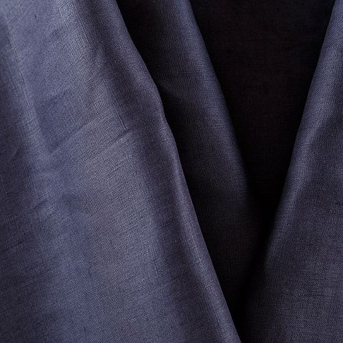 Лен натуральный 035-08911 космический синий однотонный