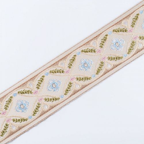 Бордюр велюровый 6 см 0000-357-104-026 бежевый с узором